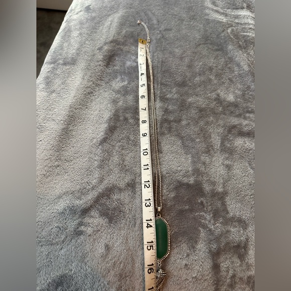 Elegant Silver Tone and Aqua Green Pendant Long Necklace GUC - Picture 5 of 7